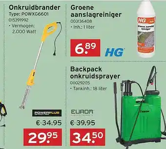 Heuts Onkruidbrander, Groene Aanslagreiniger Of Backpack Onkruidsprayer aanbieding