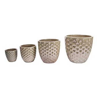 fonQ Ptmd mindy bloempotten - h42 x ã44 cm - keramiek - parel - set van 4 aanbieding