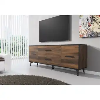 fonQ Meubella tv-meubel frey 2 - donker eiken - zwart - 179 cm aanbieding