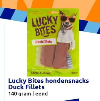 Action Lucky Bites hondensnacks Duck Fillets 140 gram aanbieding