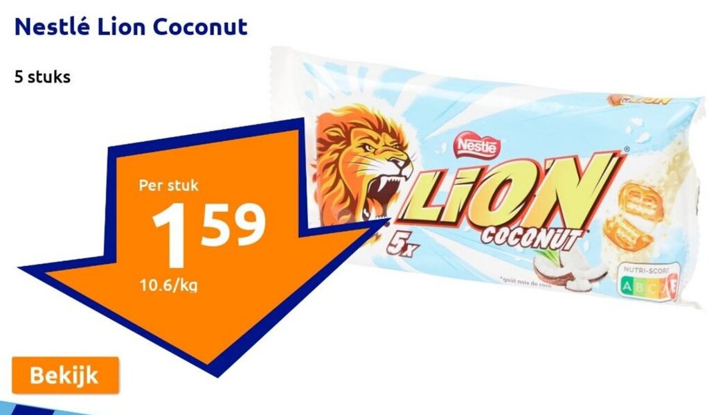 Nestlé Lion Coconut 5 stuks aanbieding bij Action