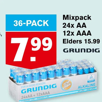 Hoogvliet Mixpack 24x aa 12x aaa aanbieding