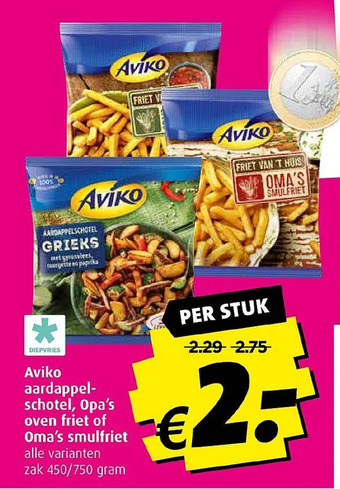 Boni Aviko aardappel- schotel, opa's oven friet of oma's smulfriet aanbieding