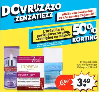 Kruidvat L'Oréal Paris gezichtsverzorging, -reiniging en masker aanbieding