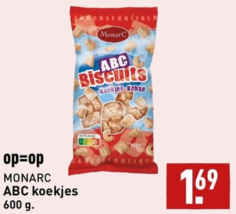 ALDI MONARC ABC koekjes 600 g. aanbieding