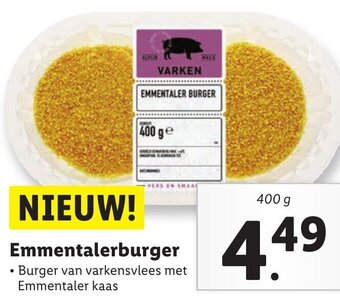 Lidl Emmentalerburger 400g aanbieding