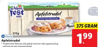 Lidl Apfelstrudel  375g aanbieding