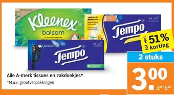 Albert Heijn Alle A-merk tissues en zakdoekjes aanbieding