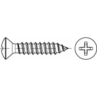 Conrad Toolcraft to-5433249 ingelaste plaatschroeven 22 mm kruiskop phillips iso 7051 staal galvanisch verzinkt 250 stuk(s) aanbieding