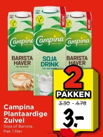 Vomar Voordeelmarkt Campina Plantaardige Zuivel  1 liter aanbieding