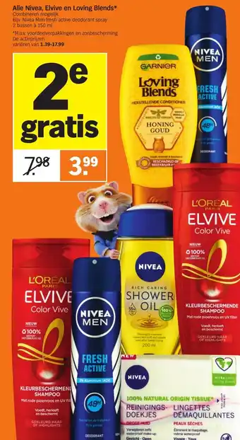 Albert Heijn Alle nivea, elvive en loving blends aanbieding