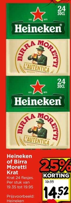 Vomar Voordeelmarkt Heineken of Birra Moretti Krat aanbieding