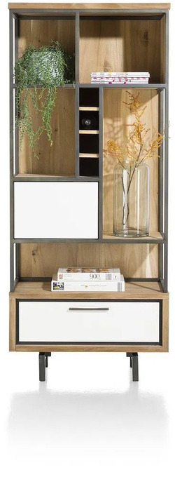 Xooon Otta, complete boekenkast 80 cm. + 1-deur + 1-lade + 5-niches + 4-wijnvakken - (45719 + 45722) aanbieding