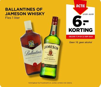 Jumbo BALLANTINES OF JAMESON WHISKY Fles 1 liter aanbieding