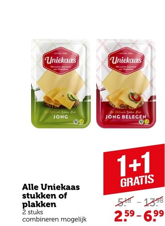 Coop Alle Uniekaas stukken of plakken aanbieding