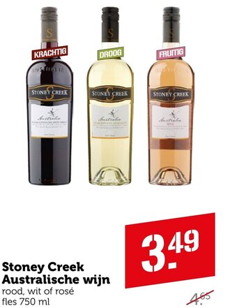 Coop Stoney Creek Australische wijn 750ml aanbieding