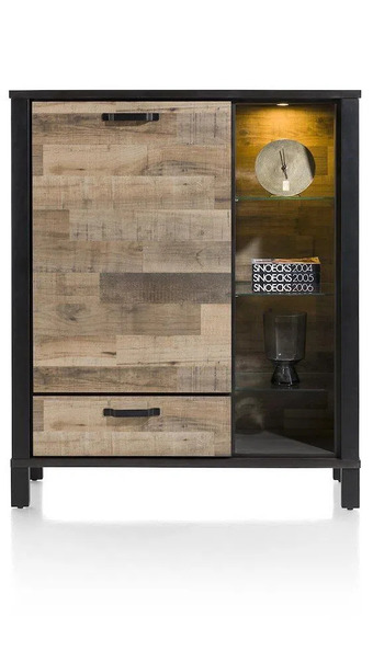 Happy@Home Sardinie, highboard 115 cm. - 1-deur + 1-lade (+ led) - driftwood aanbieding