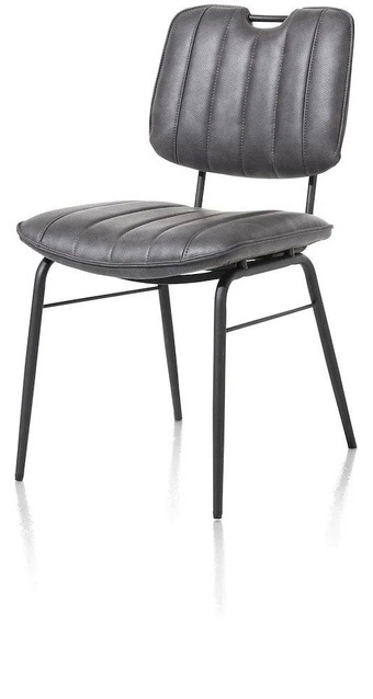 Happy@Home Bristol, eetkamerstoel - zwart frame - stof pala - antraciet aanbieding