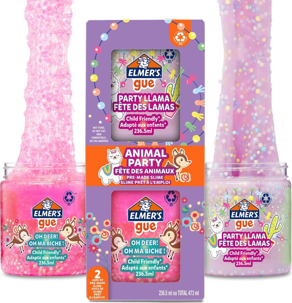 Elmer's gue kantenklare slijm dierenfeest set met verschillende onderdelen kleurrijke