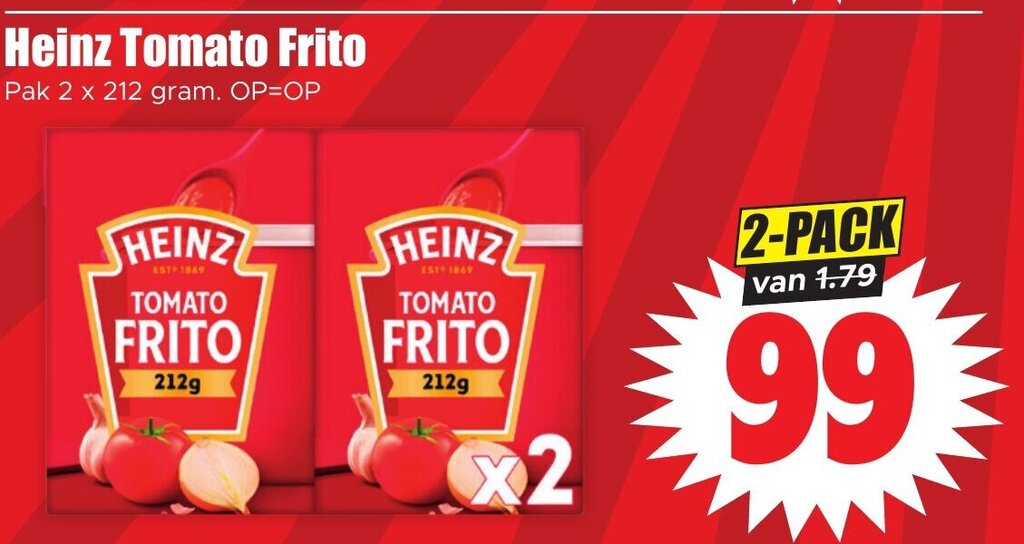 Heinz Tomato Frito 2 x 212g aanbieding bij Dirk