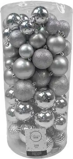Intratuin Decoris kerstballen plc xxl zilver d 8 cm 100 stuks aanbieding