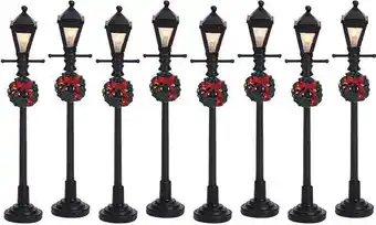 Intratuin Lemax gas lantern streetlamp (straatlantarnen) 8 stuks h 10,5 cm aanbieding