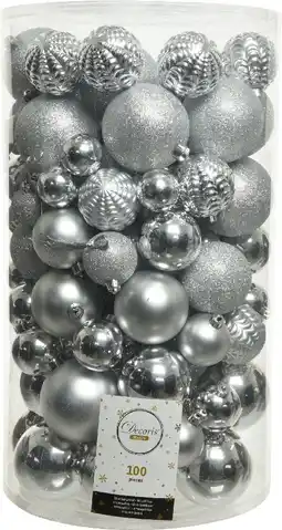 Intratuin Decoris kerstbal zilver d 8 cm 100 stuks aanbieding