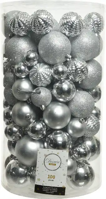 Intratuin Decoris kerstbal zilver d 8 cm 100 stuks aanbieding
