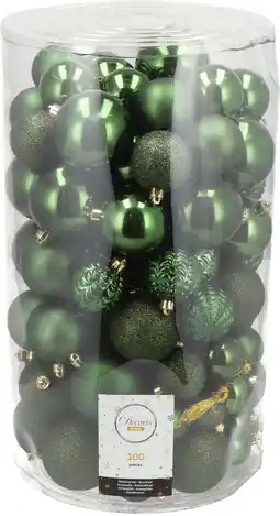 Intratuin Decoris kerstballen plc groen d 8 cm 100 stuks aanbieding
