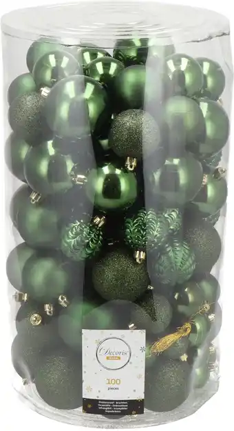 Intratuin Decoris kerstballen plc groen d 8 cm 100 stuks aanbieding