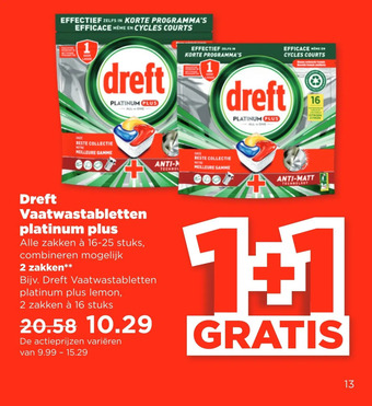 PLUS Dreft vaatwastabletten platinum plus aanbieding