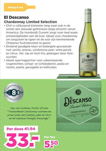 PLUS El descanso chardonnay limited selection aanbieding