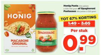 PLUS Honig pasta aanbieding