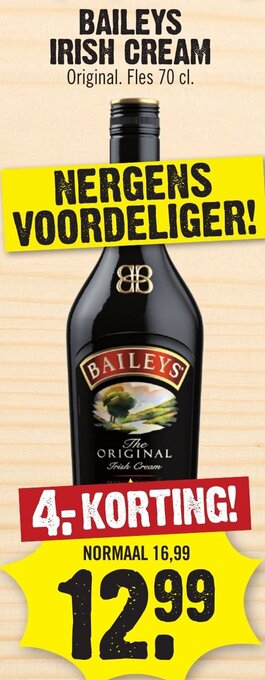 Dirk BAILEYS IRISH CREAM Original. Fles 70 cl. aanbieding