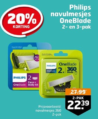 Trekpleister Philips navulmesjes OneBlade 2- en 3-pak aanbieding