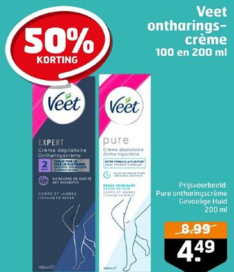 Trekpleister Veet ontharingscrème 100 en 200 ml aanbieding