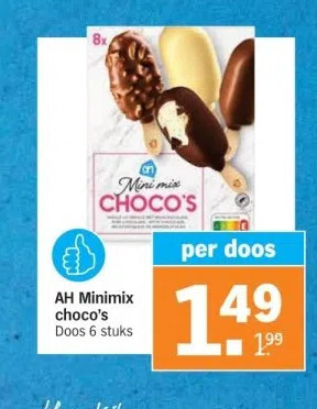 Albert Heijn Ah minimix choco's doos 6 stuks aanbieding