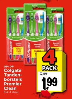 Vomar Voordeelmarkt Colgate tandenborstels premier clean aanbieding