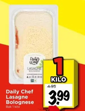 Vomar Voordeelmarkt Daily chef lasagne bolognese aanbieding