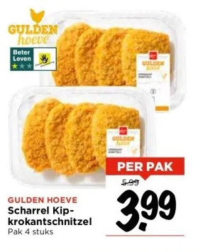 Vomar Voordeelmarkt Gulden hoeve scharrel kipkrokantschnitzel aanbieding