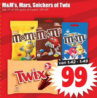 Dirk M&M's, Mars, Snickers of Twix aanbieding