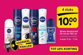 Etos Nivea deodorant 50 ml en 150 ml aanbieding