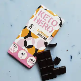 De Online Drogist Keto hero 75% belgian dark chocolate 100gr aanbieding