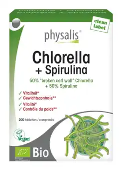 De Online Drogist Physalis chlorella + spirulina tabletten 200tb aanbieding
