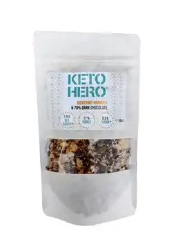 De Online Drogist Keto hero kickstart granola & 70% dark chocolate 250gr aanbieding