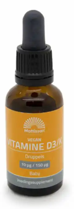 De Online Drogist Mattisson healthstyle vitamine d3&k baby vegan druppels 25ml aanbieding