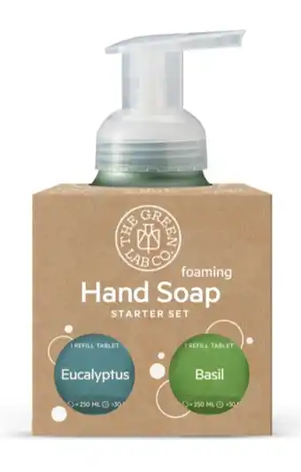 De Online Drogist The green lab co. starterset handzeep tabletten - eucalyptus & basilicum 1st aanbieding