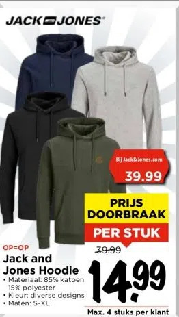 Vomar Voordeelmarkt Jack and jones hoodie aanbieding