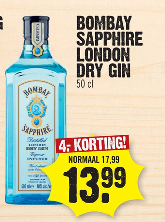 Super Dirck 3 Bombay sapphire london dry gin aanbieding