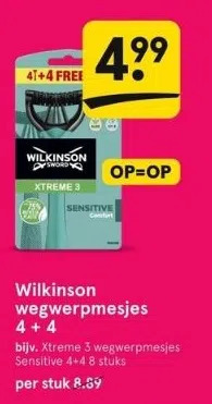 Etos Wilkinson wegwerpmesjes 4 + 4 aanbieding